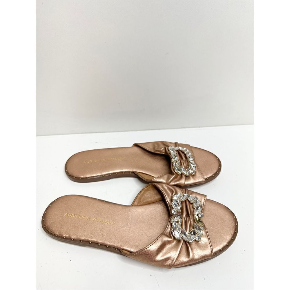 Adrianne Vittadini Sandals Womens Size 6.5 Rose Gold Leather Embellished - Picture 3 of 9